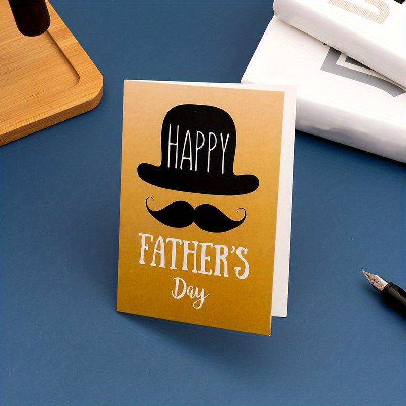 Fathers day card. Bowler hat, Mustache, Bow tie. Dad greeting