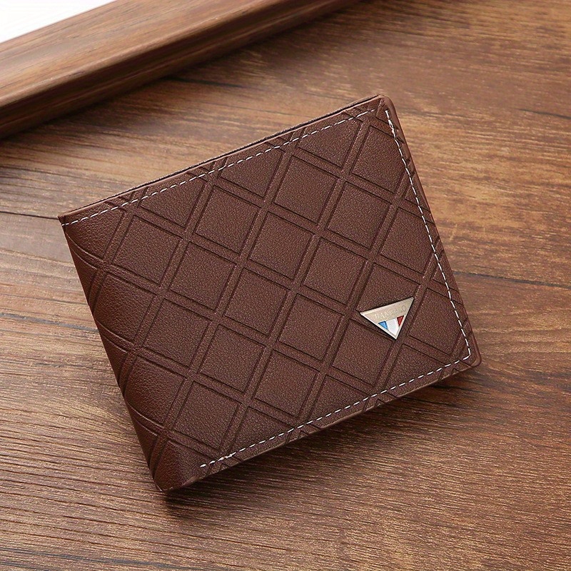 Large Capacity Plaid Wallet Fashion Casual Men's Wallet Pu Leather Wallets  - Temu