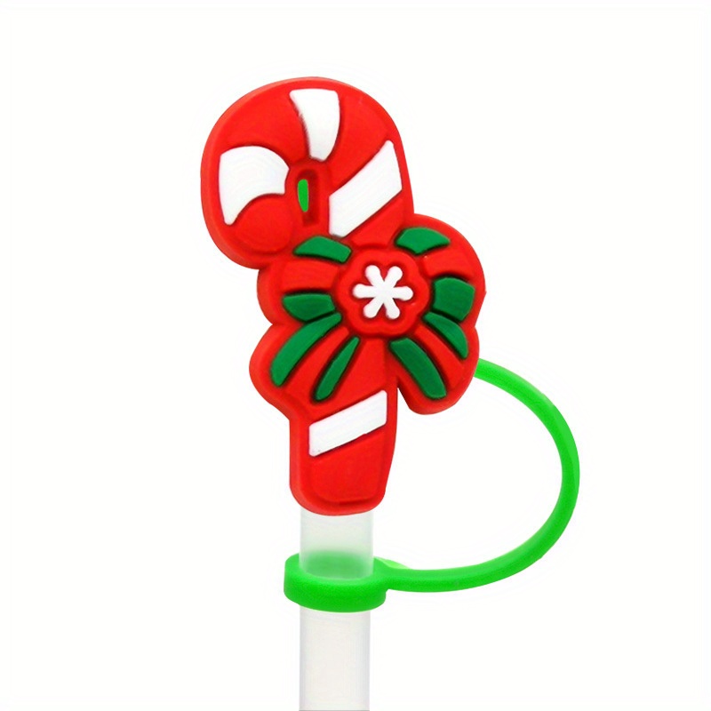 Christmas Silicone Straw Cover Straw Reusable Cute - Temu