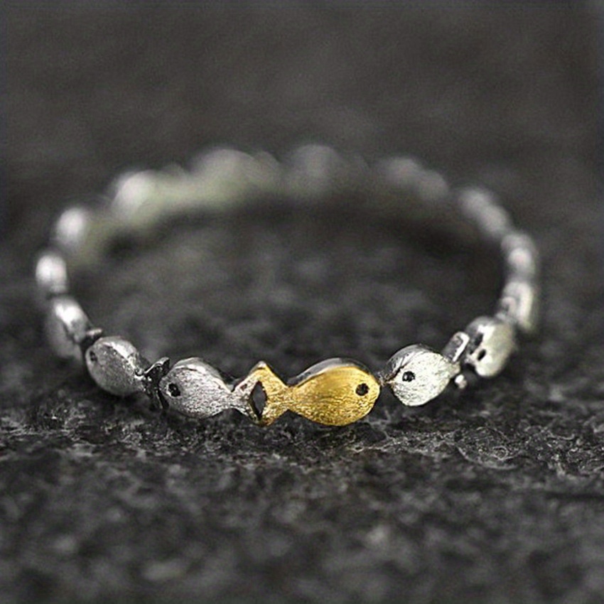 Small Fish Adjustable Open Finger Ring, Women's Accessory