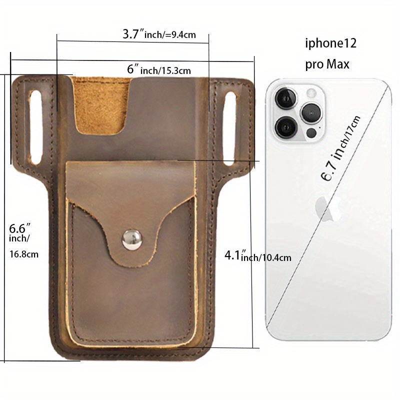 leather phone case leather waist bag phone case leather belt phone waist bag leather phone case with small pocket suitable for 13 pro max 12 pro max 11 pro max details 2