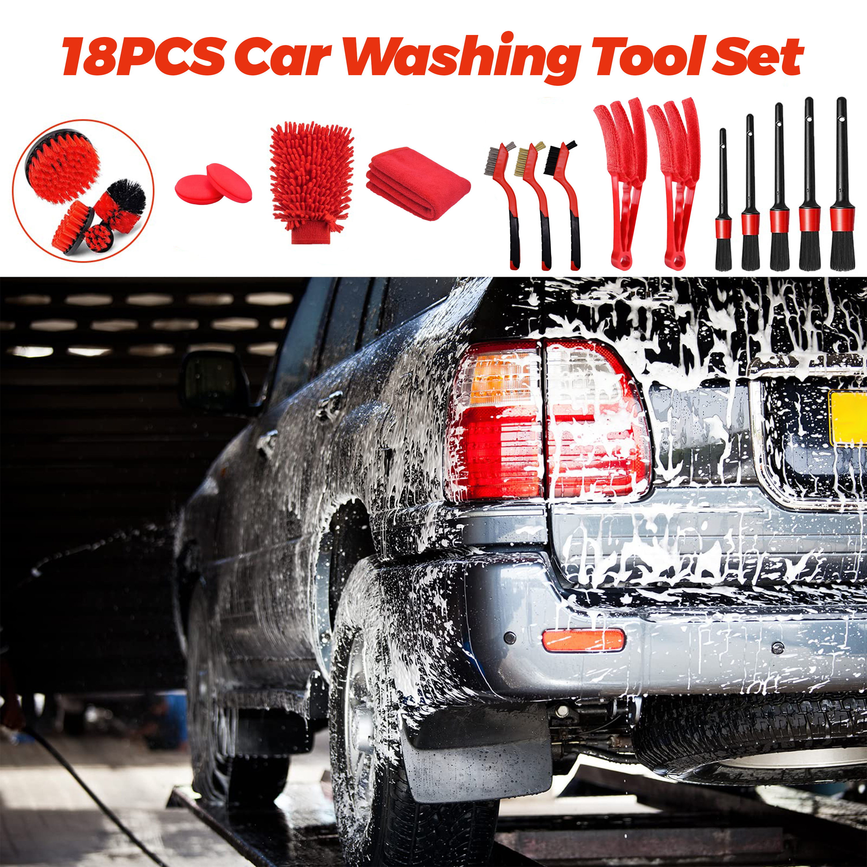 18-teiliges Auto-Reinigungsbürsten-Set, Autowasch-Werkzeugsatz, Zum  Reinigen Von Rädern, Armaturenbrett, Innen- Und Außenverkleidung