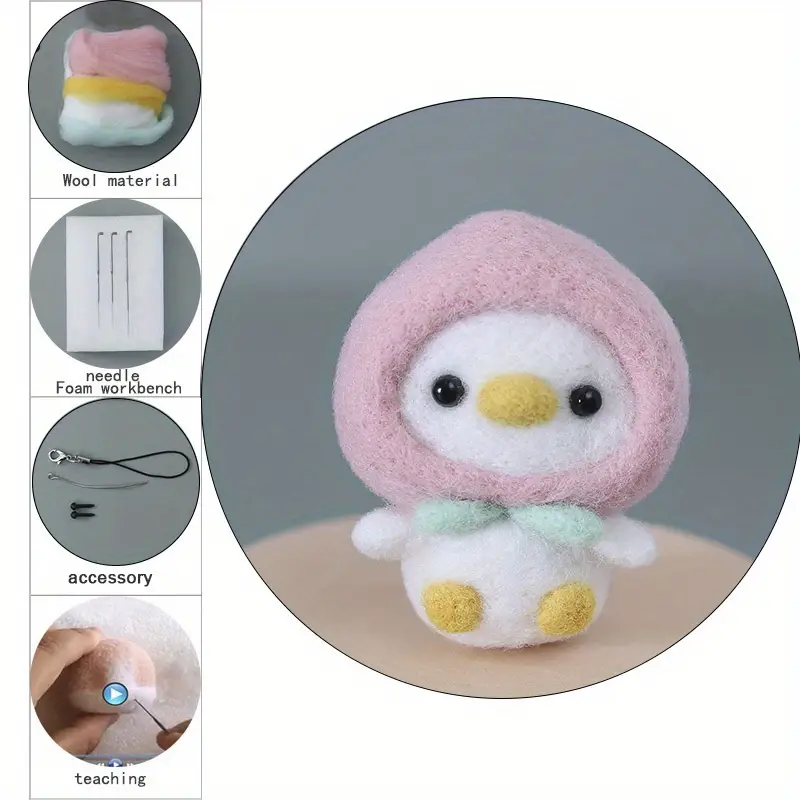 Diy Chicken Wool Felt Doll Creative Material Package Needle - Temu
