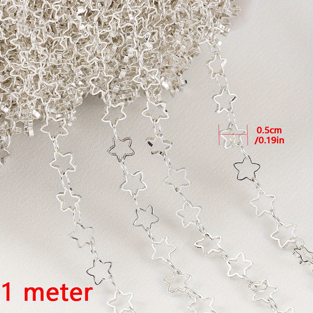 Image of No Fade 1meter Star Chain Golden Color Chain 5mm Hollow Out Metal Copper Chains For Necklace Jewelry Making Components