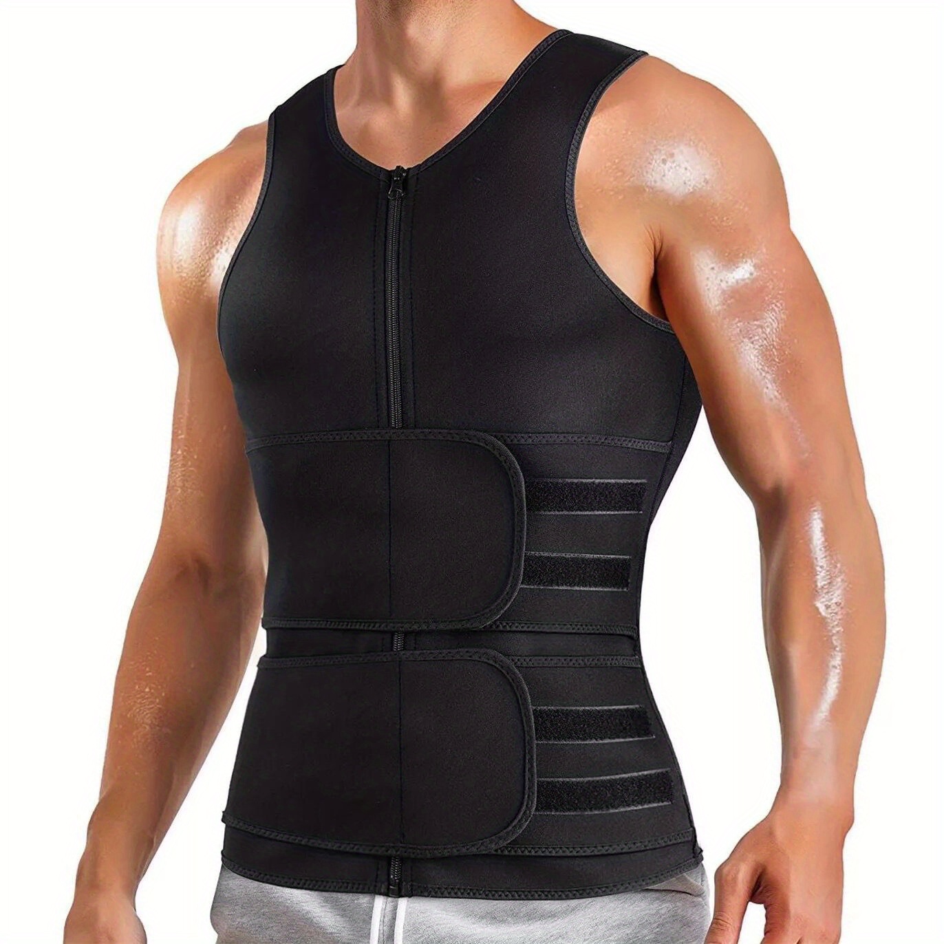 Men's Compression Waist Belt Sauna Vest Zipper Breathable - Temu