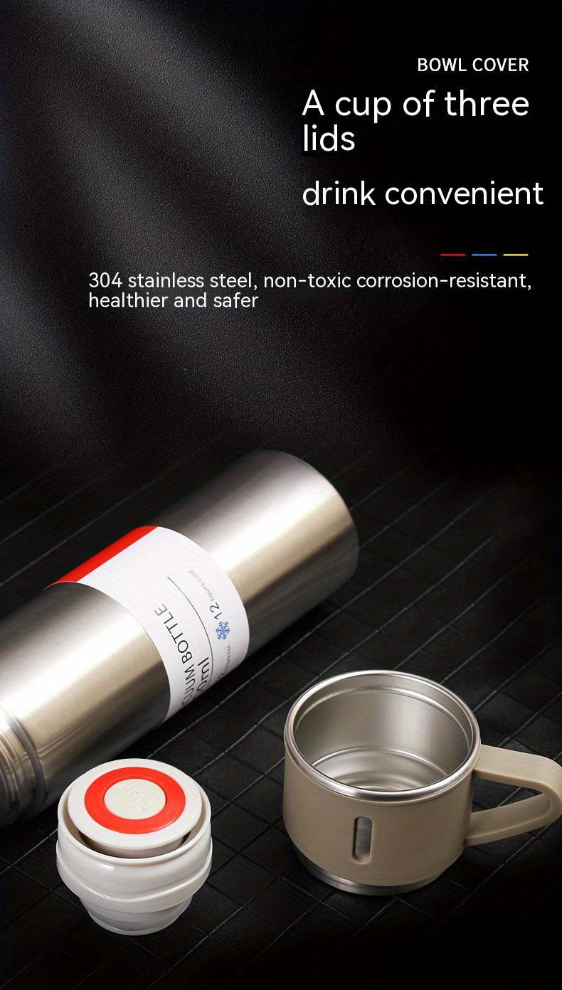 304 Stainless Steel Hot Drinks Thermos Leak-proof Cups Non-toxic Outdoor  Product Three -layer Insulation