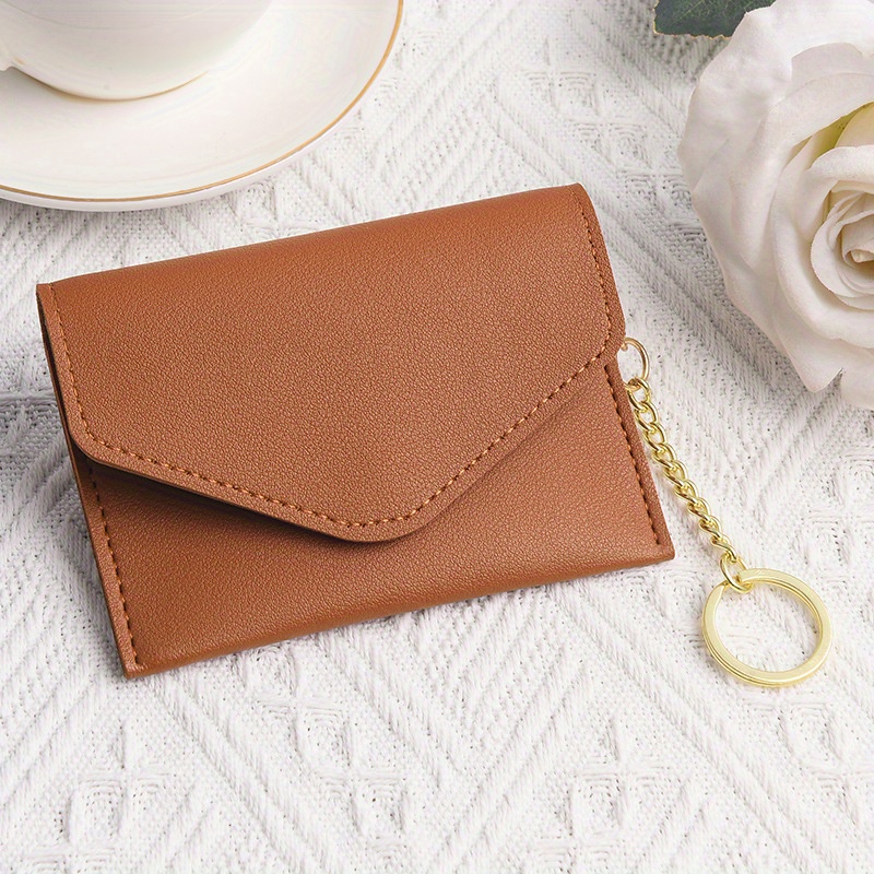 Super Thin Small Credit Card Holder Wallet Women's PU Leather Key Chain ID Card Case Slim Female