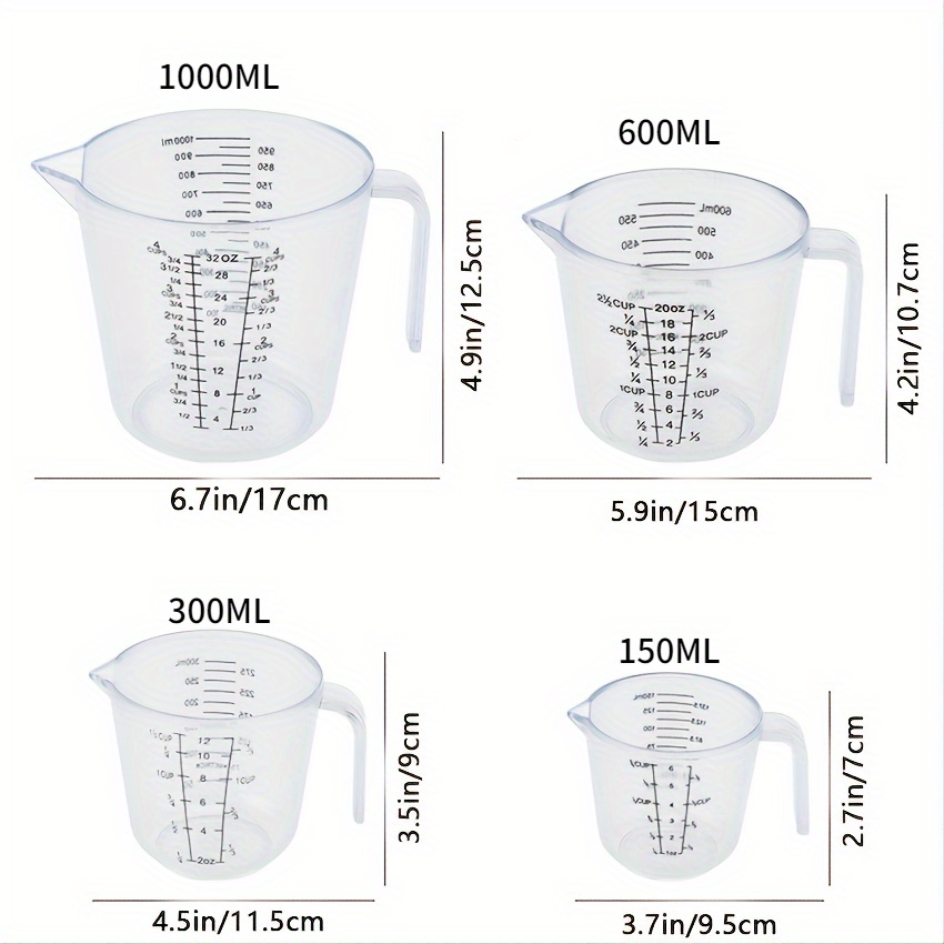 1/4pcs Taza Medidora Plástico Taza Gran Capacidad Asa 150ml - Temu