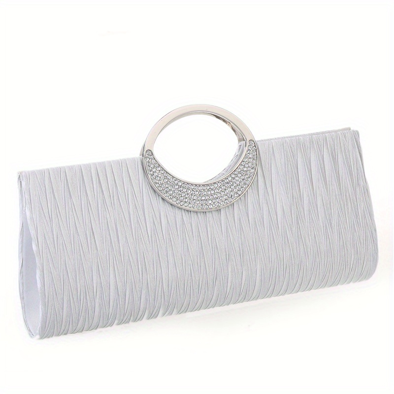 White Satin Evening Handbag-Clutch-Purse