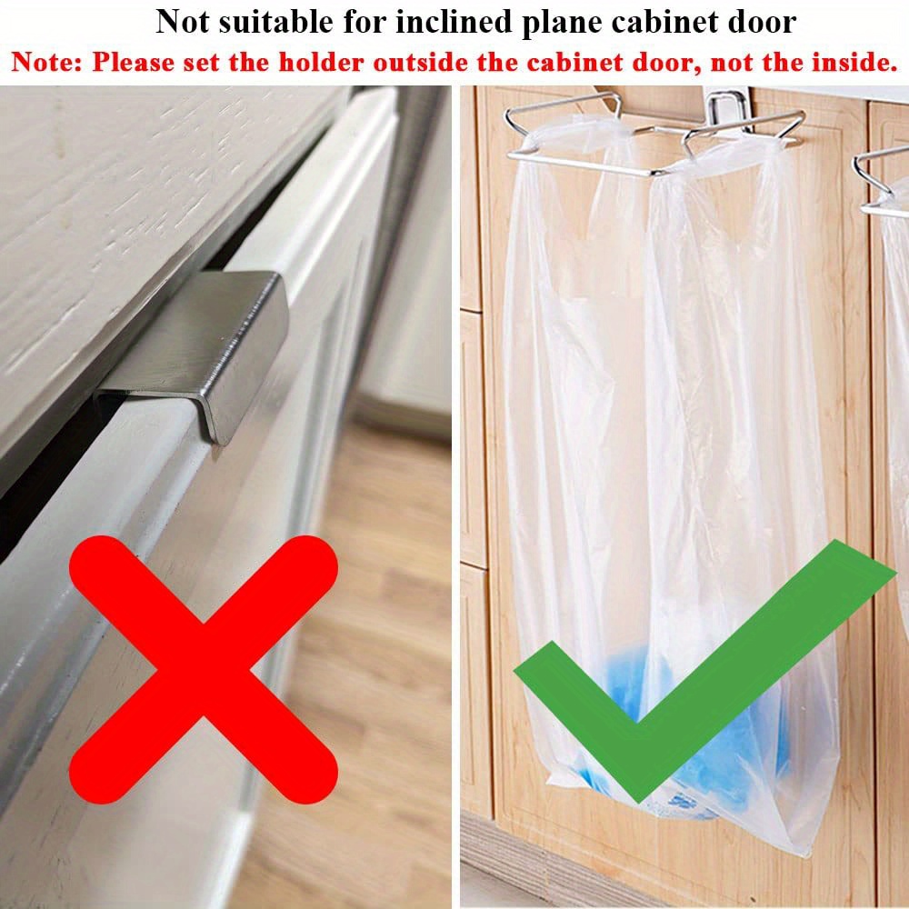 Trash Rack Cabinet Door Garbage Bags Holder Stainless Steel - Temu