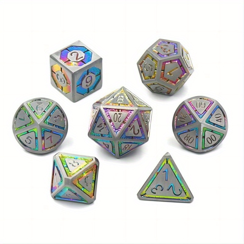 TEMU 7 Sets, Metal Dice Set, Zinc Alloy Polyhedral Entertainment Dice, Dice