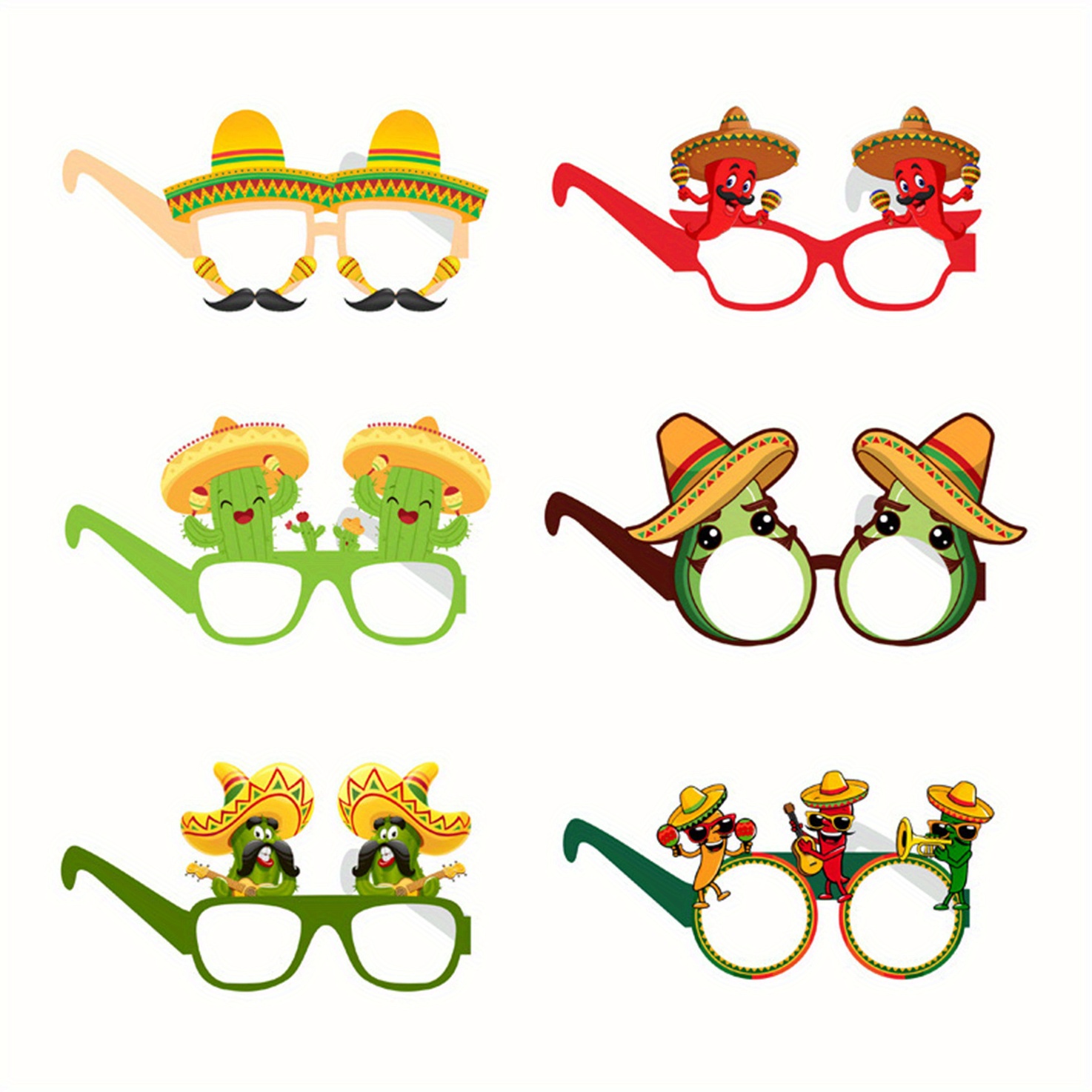 Mexican Fiesta Party Eyeglass Frames Mexican Themed Eyewears Temu