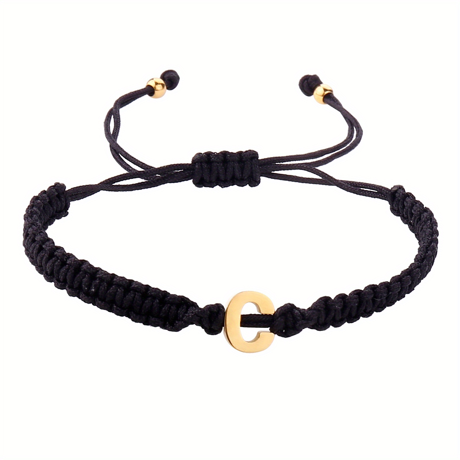 Pulsera Cuerda Negra Trenzada Alfabeto Inglés Diseño Nicho - Temu