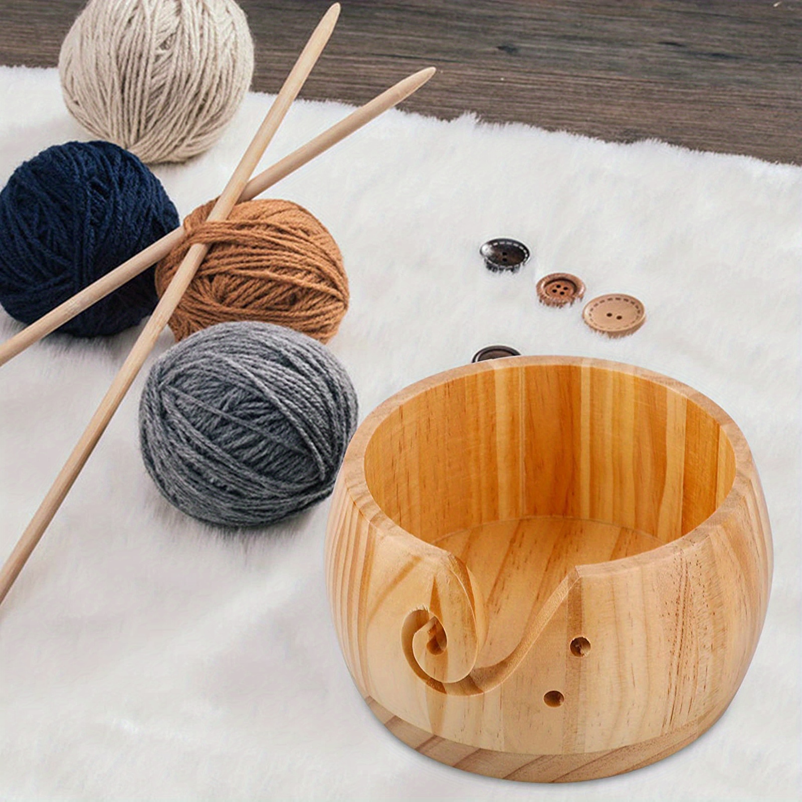 Diy Yarn Storage Bowl Wooden Yarn Bowl Organizer Knitting - Temu