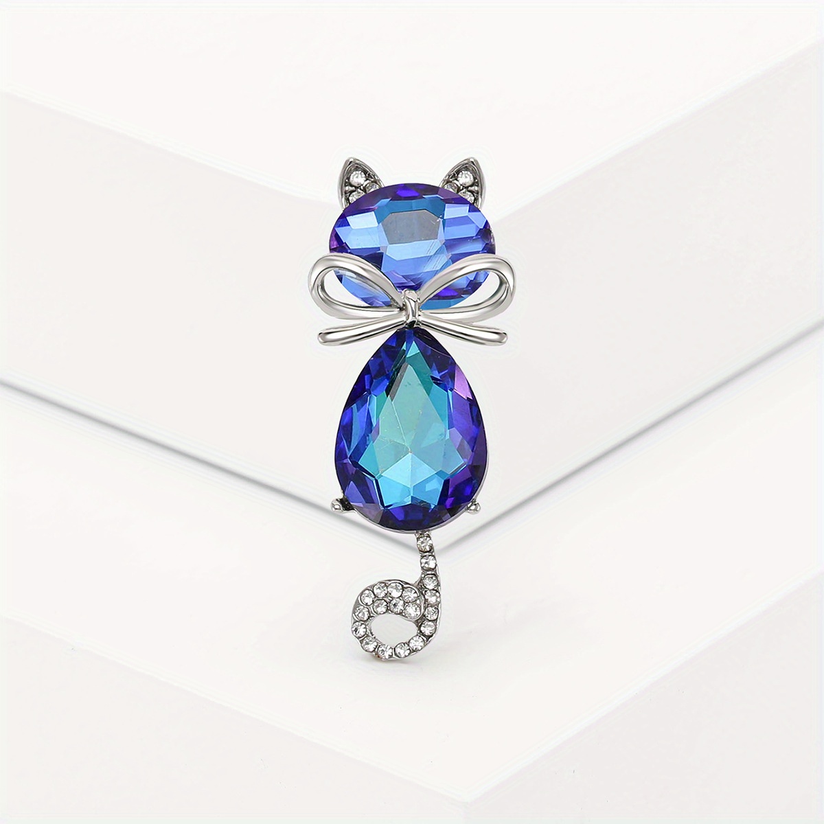 Crystal Cat Shape Brooch, Kitten Waist Pin