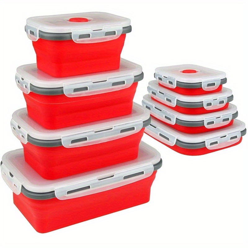 4pcs/set Rainbow-colored Food Storage Container With Lid, Large Capacity,  Reusable, Suitable For Refrigerator, Lunch Box, Leakproof Prep Container,  Microwave, Freezer & Dishwasher Safe, Great For Outdoor Camping