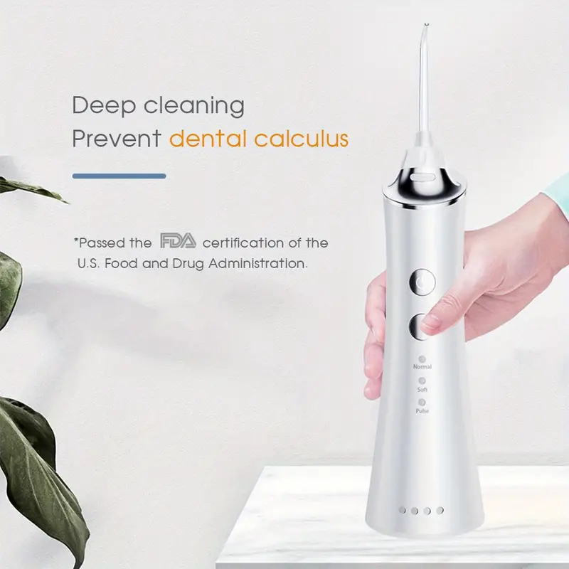portable ipx7 waterproof teeth cleaner with 5 nozzles and 150ml tank rechargeable smart electric teeth whitening dentistry oral irrigator cordless water flosser for at home dental care details 2
