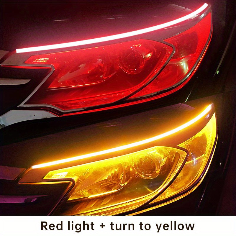 2pcs 45cm/18inch LED DRL Bande lumineuse de course diurne pour voiture -  Signal de virage blanc, feux de flux de frein jaunes, étanches et flexibles  - 12V - Temu France