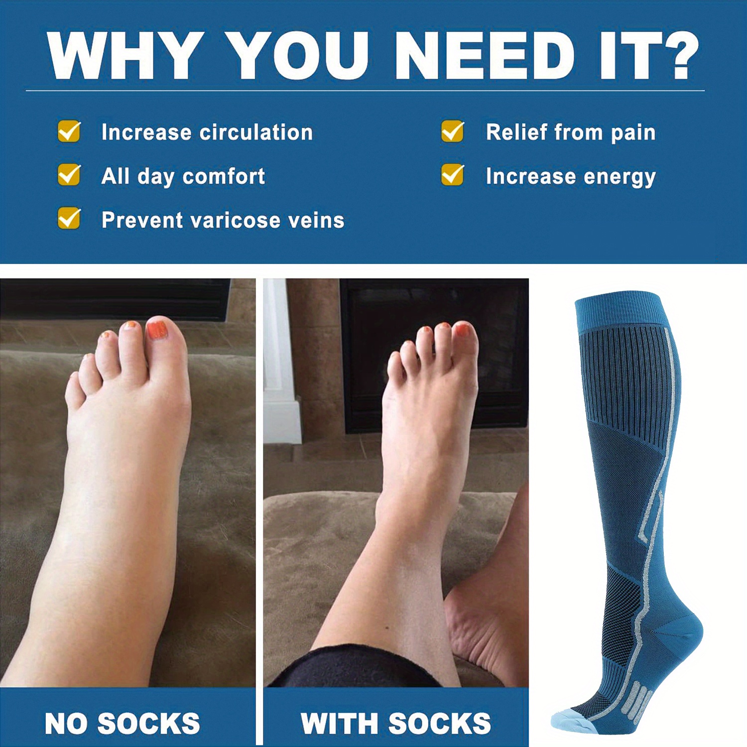 Hot Thermo circulation Compression Socks 15 25mmhg Sports - Temu