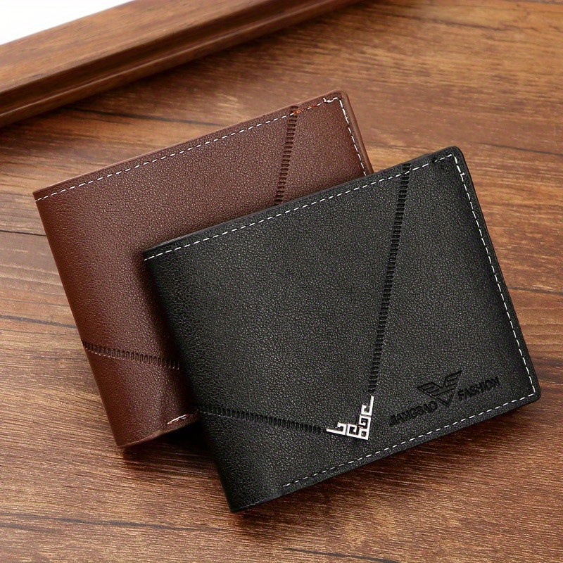 Men's Wallet Short Money Clip, Fashion Multi-card Lychee Pattern Horizontal  Splicing Leather Clip - Temu