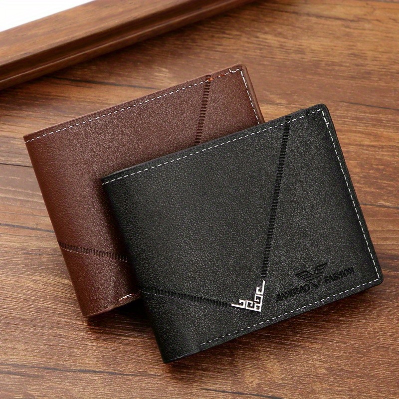 Men's Wallet Short Money Clip, Fashion Multi-card Lychee Pattern