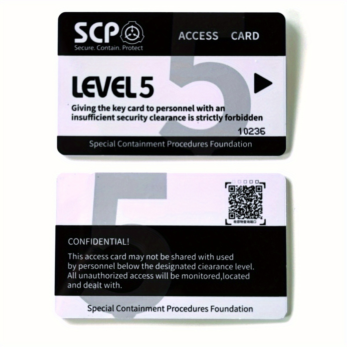 1pc Number 5 Level 5 Scp Foundation Identity Key Card For Role-playing  Access Authorization Card