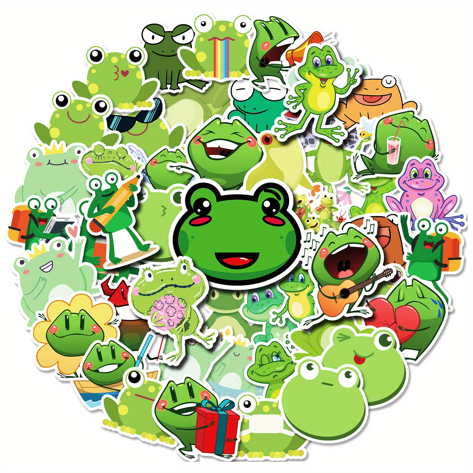 100 Pieces Frog Stickers Cartoon Vinyl Waterproof Stickers for  Laptop,Guitar,Motorcycle,Bike,Skateboard,Luggage,Phone,Hydro Flask, Gift  for Kids Teen Birthday Party 