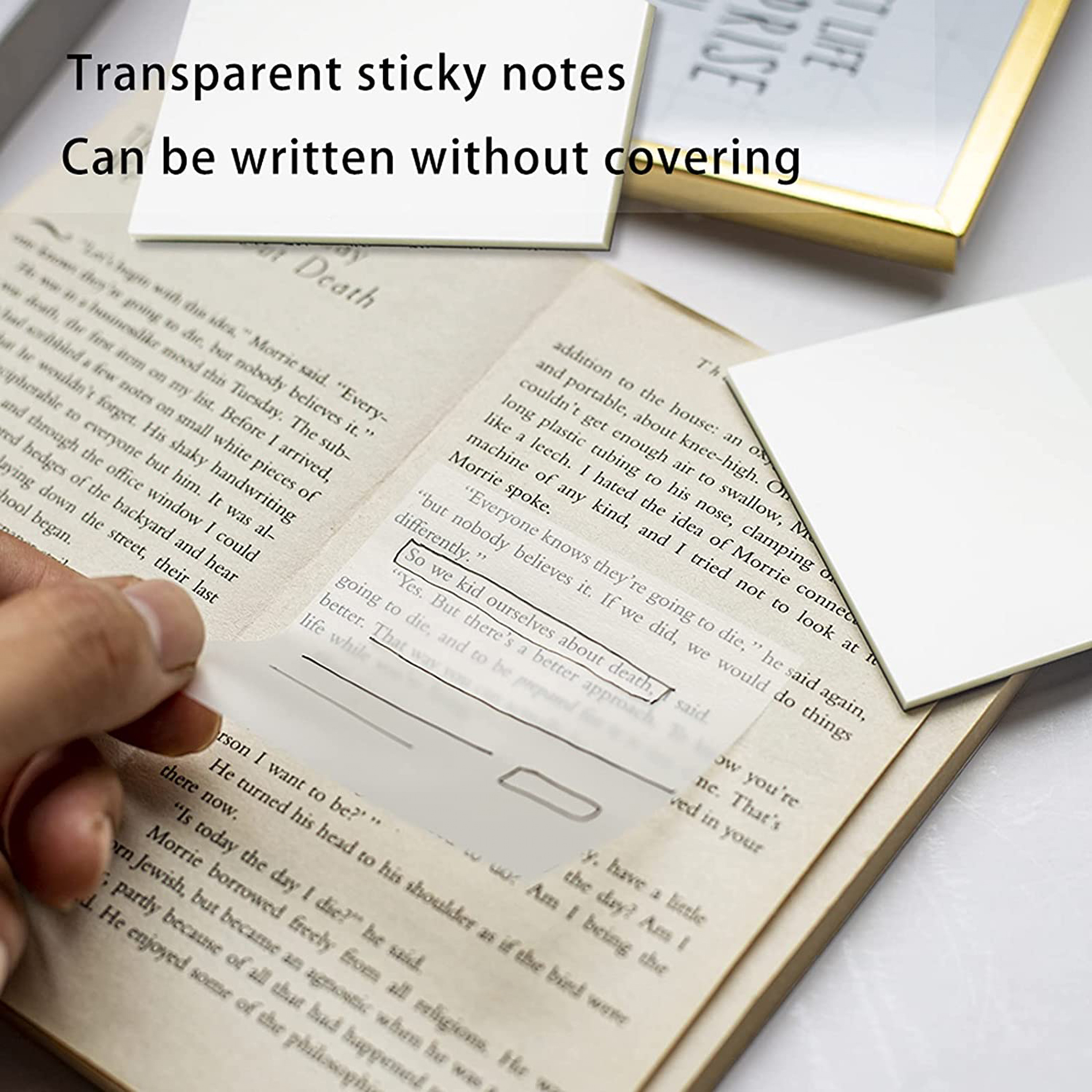 Notes autocollantes transparentes et durables en PET, 50 feuilles de  papeterie étanche pour le travail, fournitures scolaires et de bureau