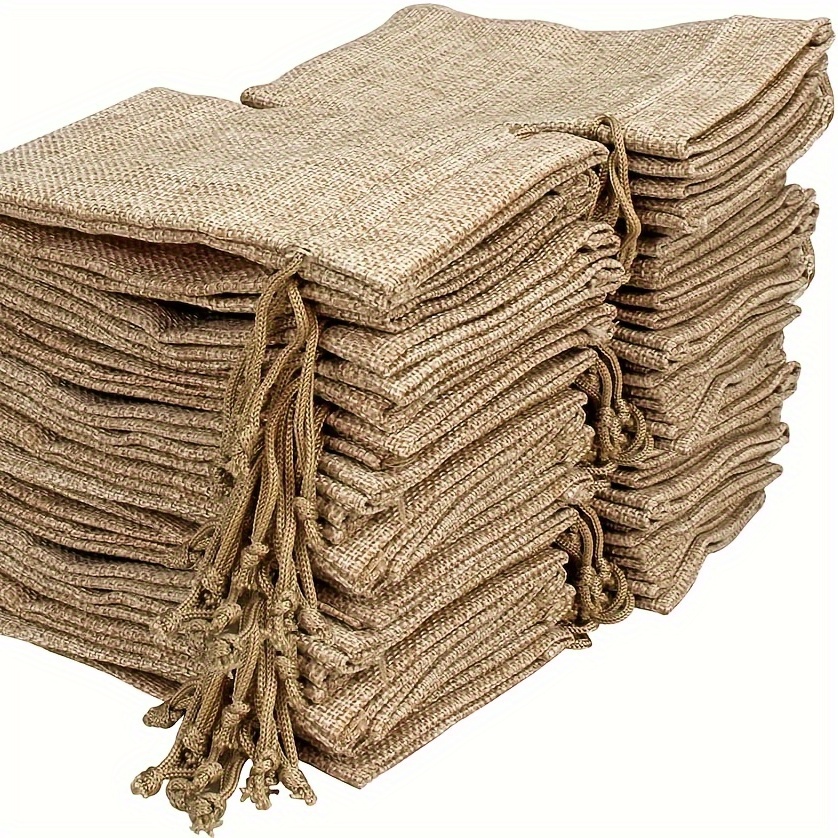 

50pcs Stylish Burlap Jewelry Bags With Drawstring - Perfect For Gift Storage And Diy Crafts Winter Christmas Party Gift Supplies