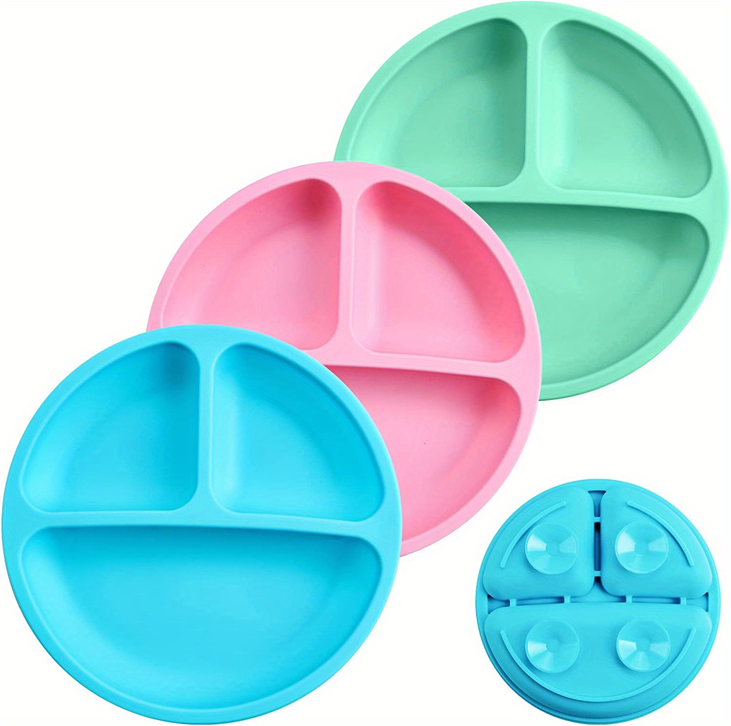 Hippypotamus Tapas para platos infantiles – Se adapta a platos de bebé  divididos de silicona – sin BPA – Juego de 3 (tapas transparentes)