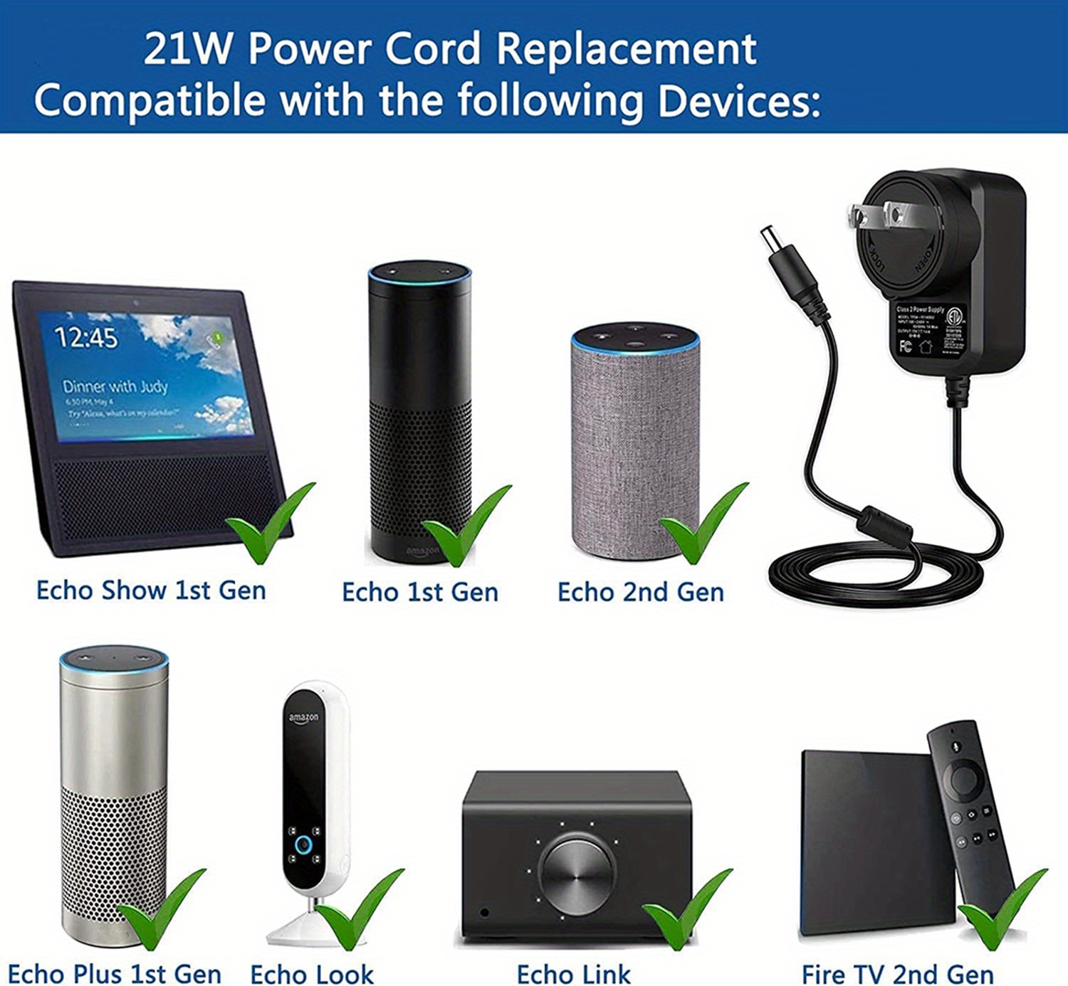 Echo Replacement Power Cord For Amazon Alexa 1st 2nd Temu