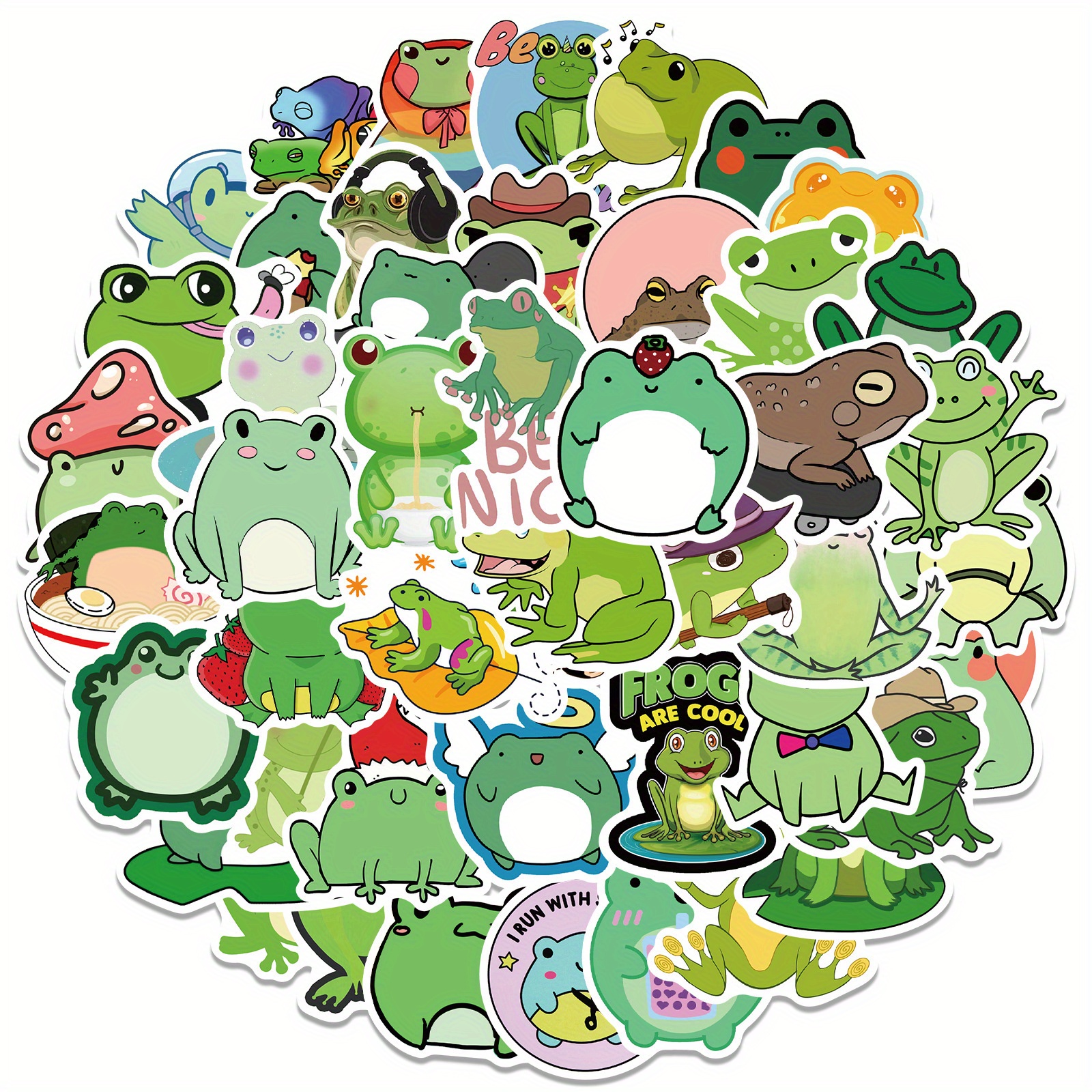 100 Pieces Frog Stickers Cartoon Vinyl Waterproof Stickers for  Laptop,Guitar,Motorcycle,Bike,Skateboard,Luggage,Phone,Hydro Flask, Gift  for Kids Teen Birthday Party 