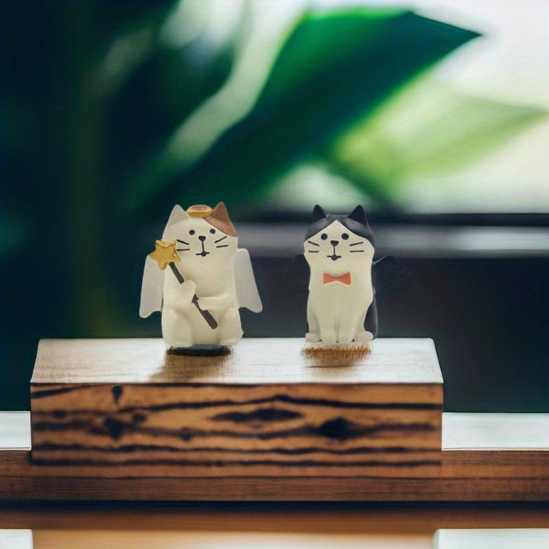 1個 天使悪魔猫の装飾 猫シリーズカメラ小道具 ホリデーデコレーション ミニチュア樹脂ギフトオーナメント お祝い猫オーナ - Temu Japan