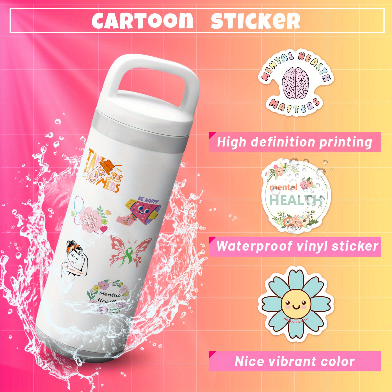 Mental Health Stickers, Inspirational Words Mental Health Awareness  Stickers For Water Bottles, Positive Affirmation Reward Stickers For Laptop  Skateboard Computer Luggage For Adults - Temu