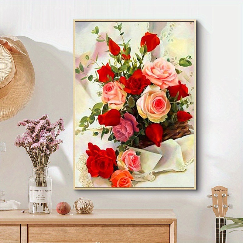 Rose Diamond Painting Kit Diy Mosaic Craft Wall - Temu