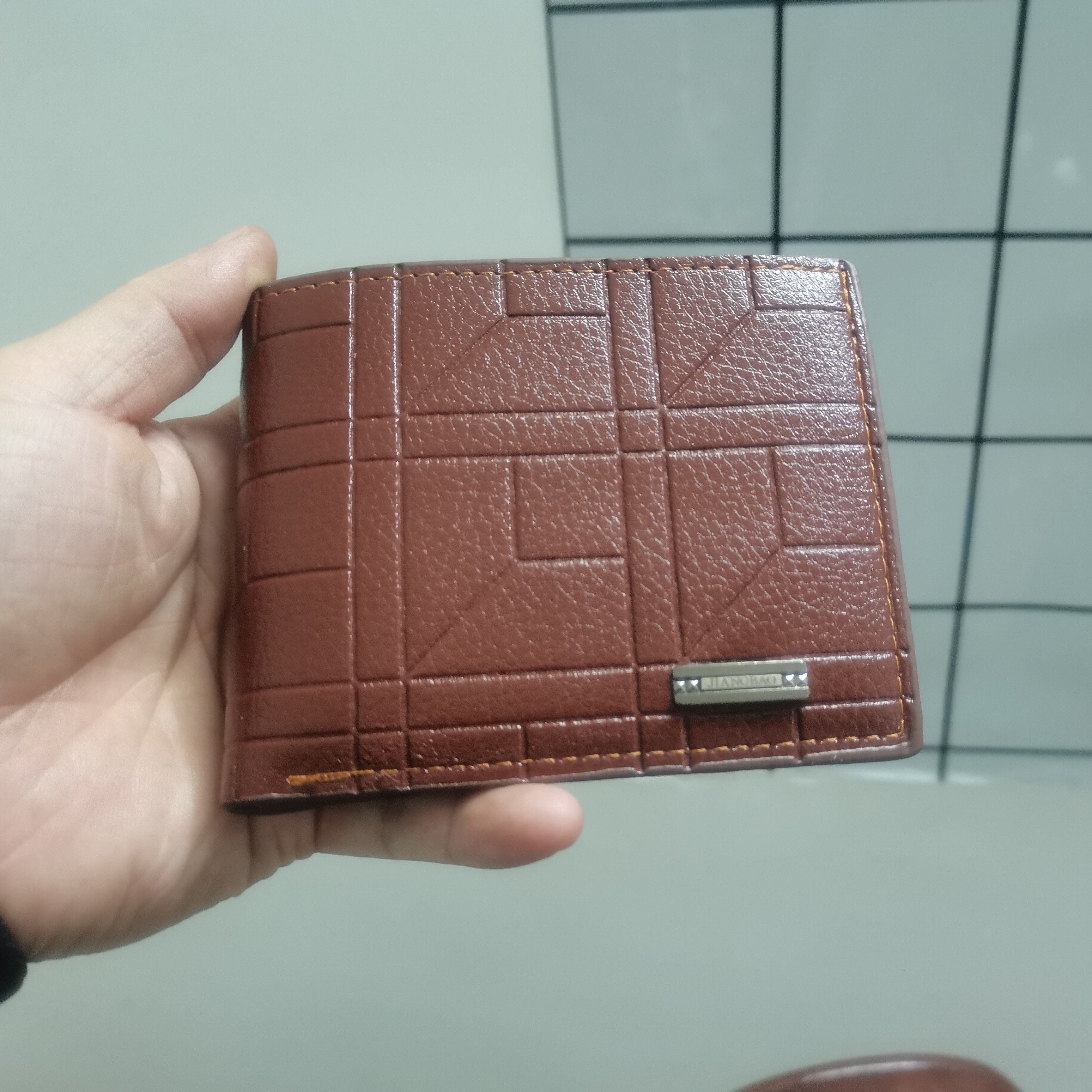 The Trendy Brown Checkered Wallet