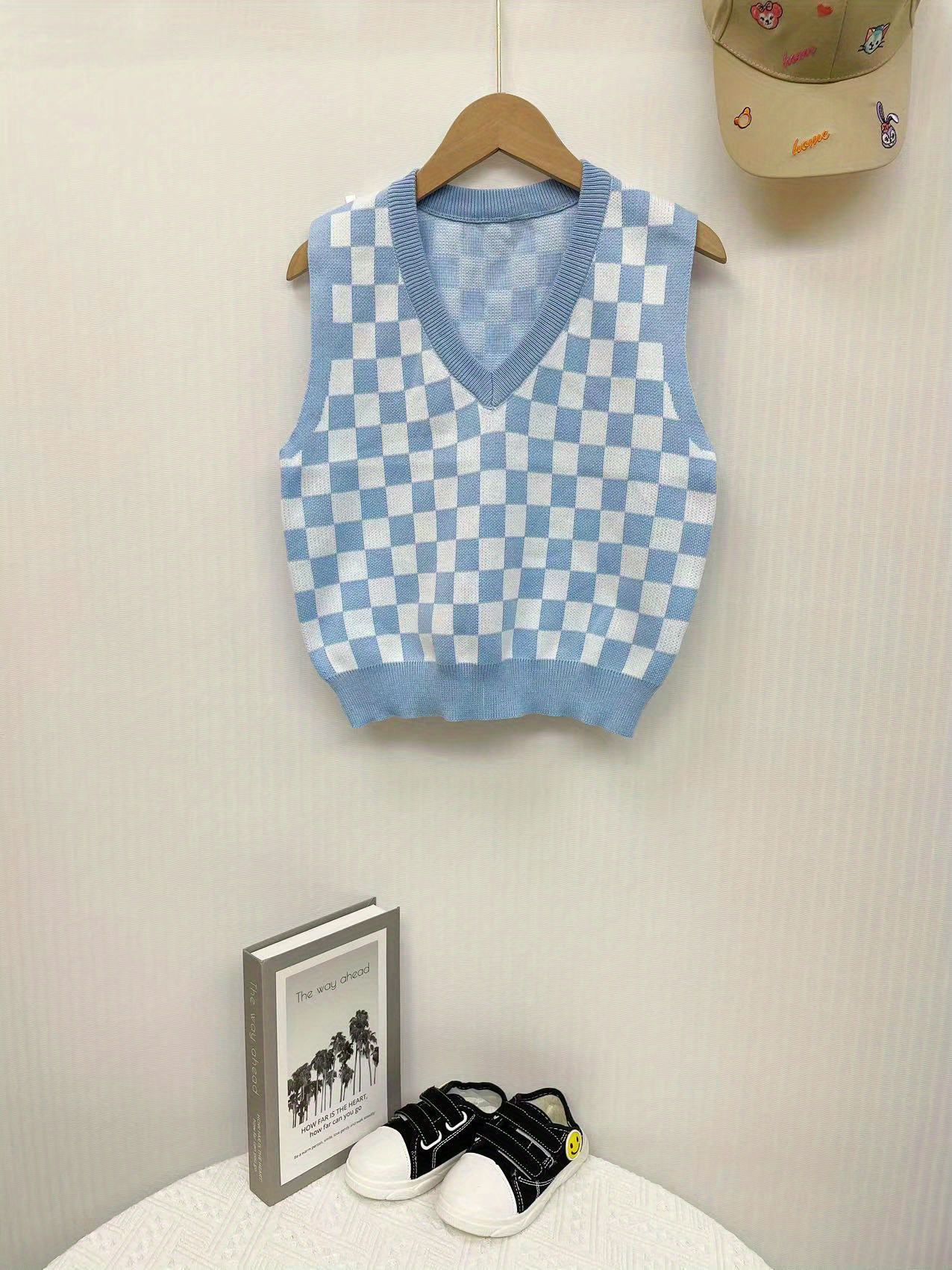 Boys Girls Sweater Vest Korean Checkerboard Sleeveless - Temu