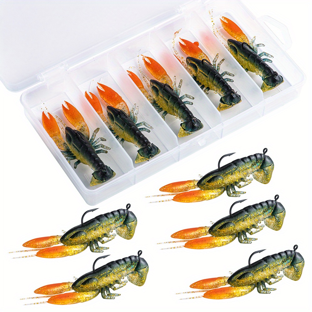 5pcs Bionic Crayfish Soft Baits With Hooks - Get Ready for Some Serious  Fishing with Goture!