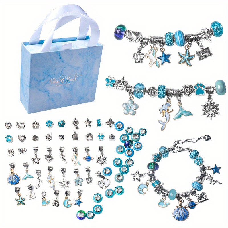 1Set Cute Bracelet Making Kit, DIY Crafts Making Set, Jewelry Kit, Charm  Bracelet Kit, Jewelry Making Kit With Blue Storage Box For Gift