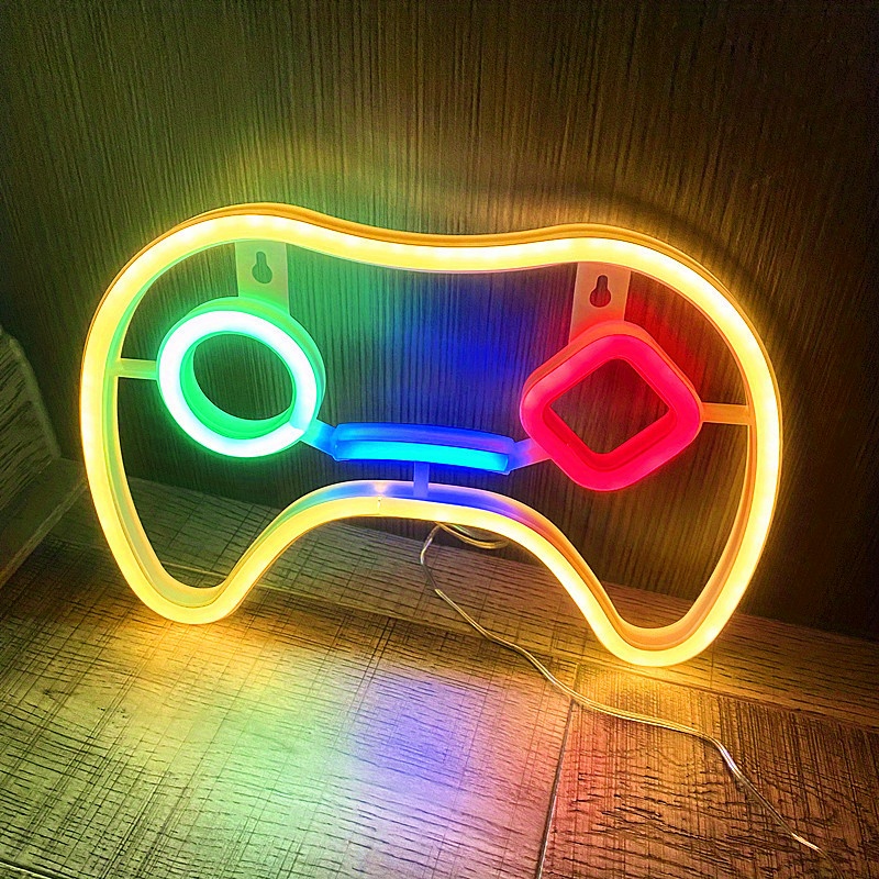 Led Gaming Neon Gaming Controller Shape Led Logo Light - Temu