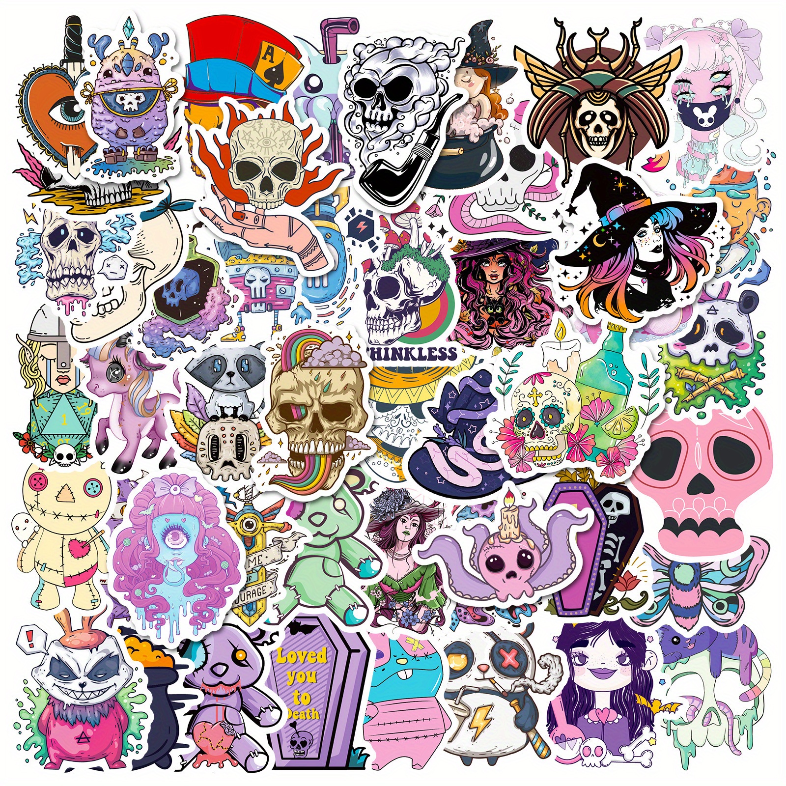 Cute Gothic Stickers Cool Colorful Gothetic Witch Stickers - Temu