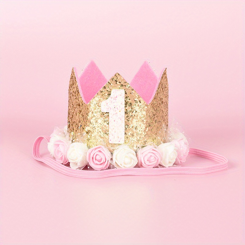 1pc Decoración Cumpleaños 4 Años Niñas Sombrero Corona Rosa - Temu Mexico