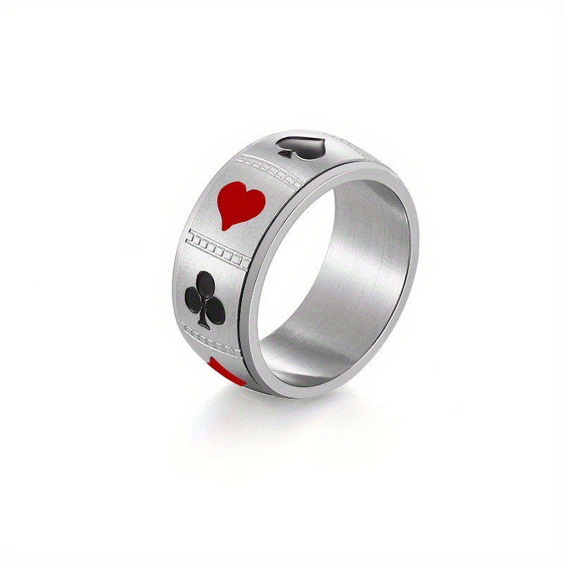 1pc Spinner Playing Card Ring For Men Rotating Finger Rings Punk Jewelry