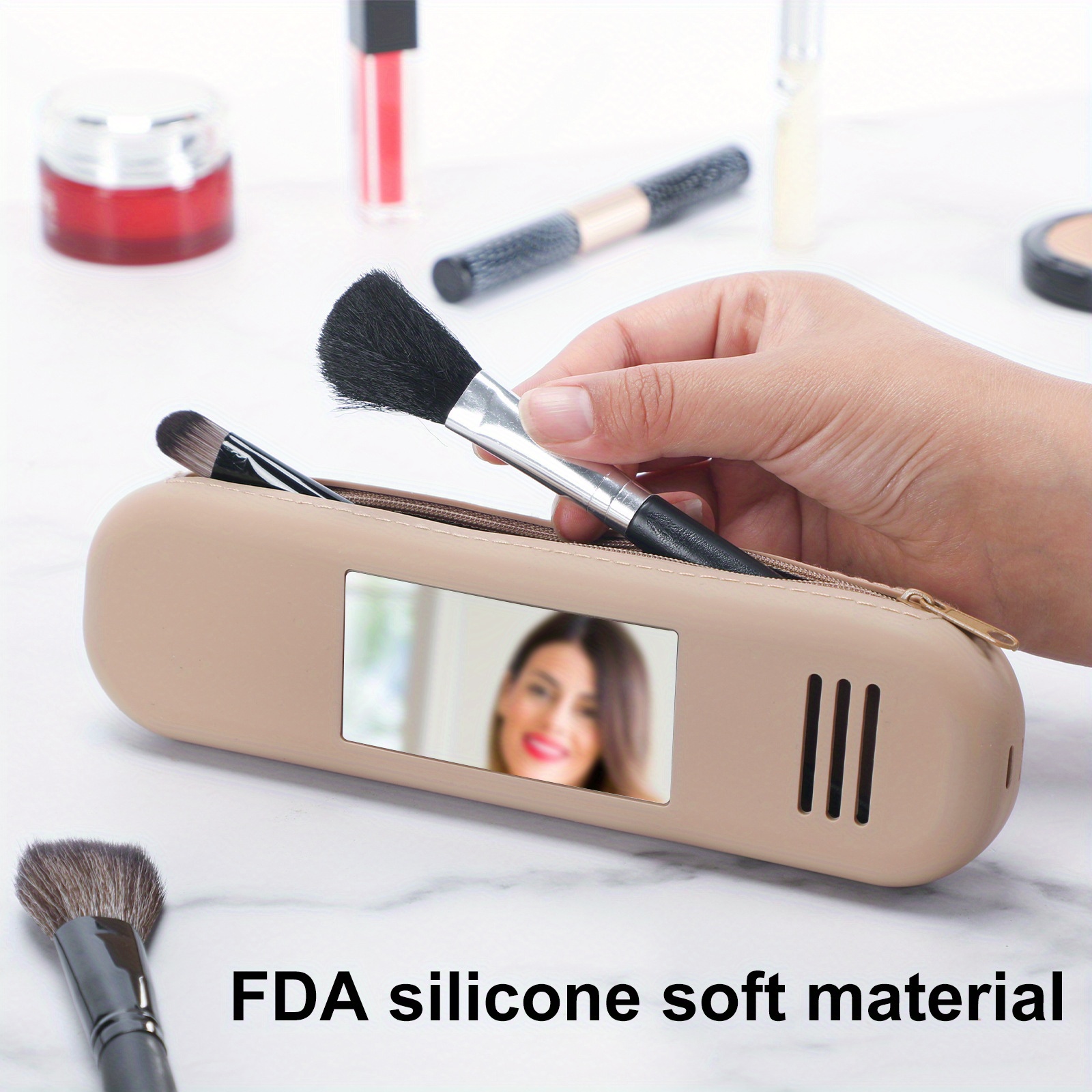 Travel Makeup Brush Holder Portable Modern Silicone Makeup - Temu