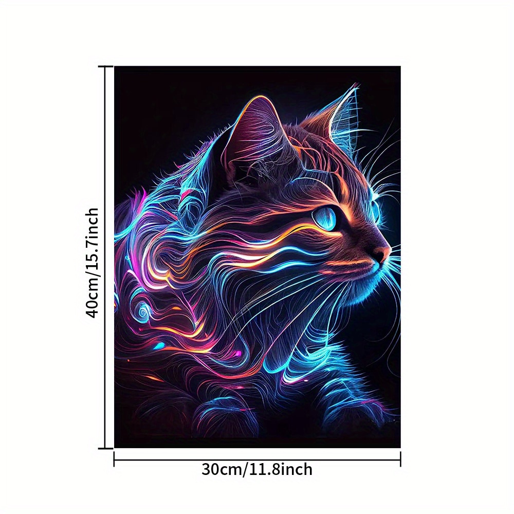 Diamond Painting Glow-in-the-dark Cat With Flowers 