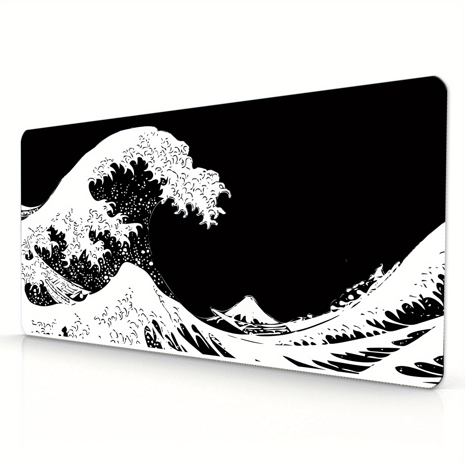 Black and White Desk Mat Wave Mousepad Hokusai Great Wave 