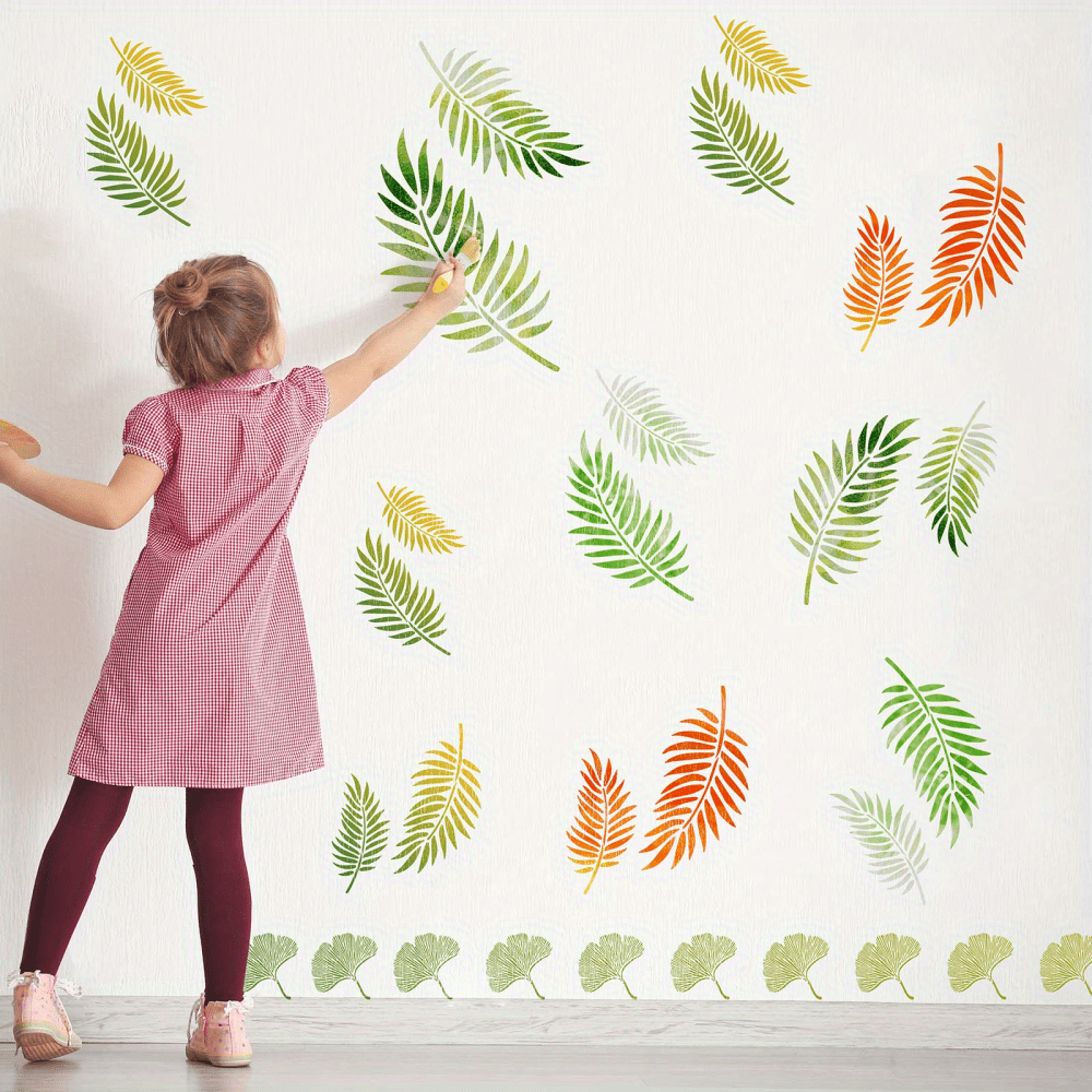 Leaf Stencil Wall - Temu