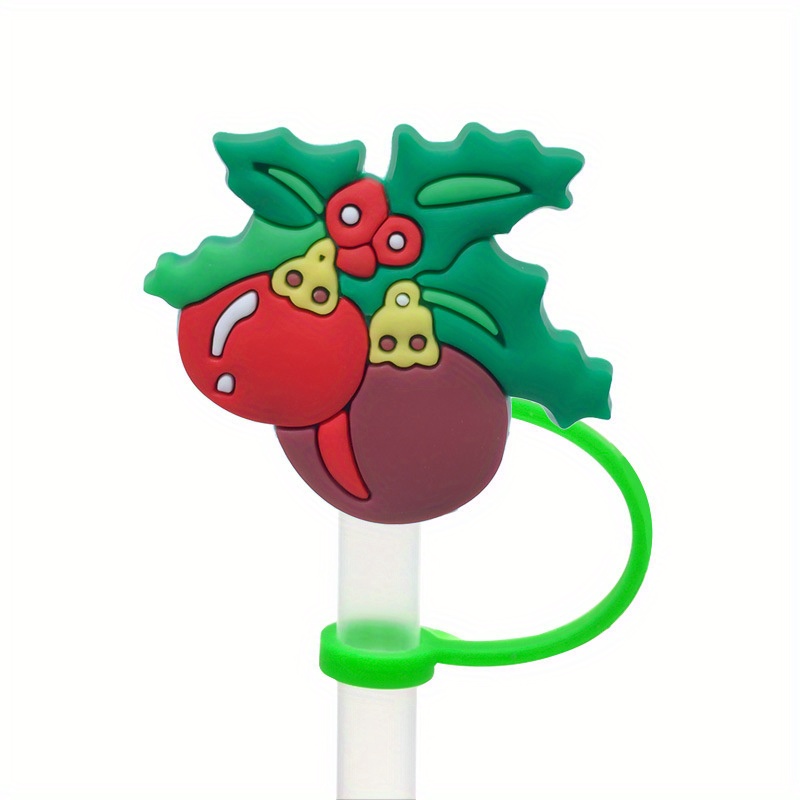 Christmas Silicone Straw Cover Straw Reusable Cute - Temu
