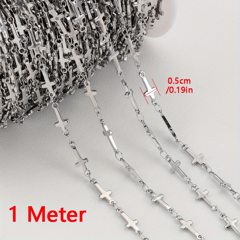 Image of 1meter Stainless Steel Charm Beaded Link Chains For Jewelry Making Diy Necklace Bracelet, Colorfast Golden Diy Chain Material