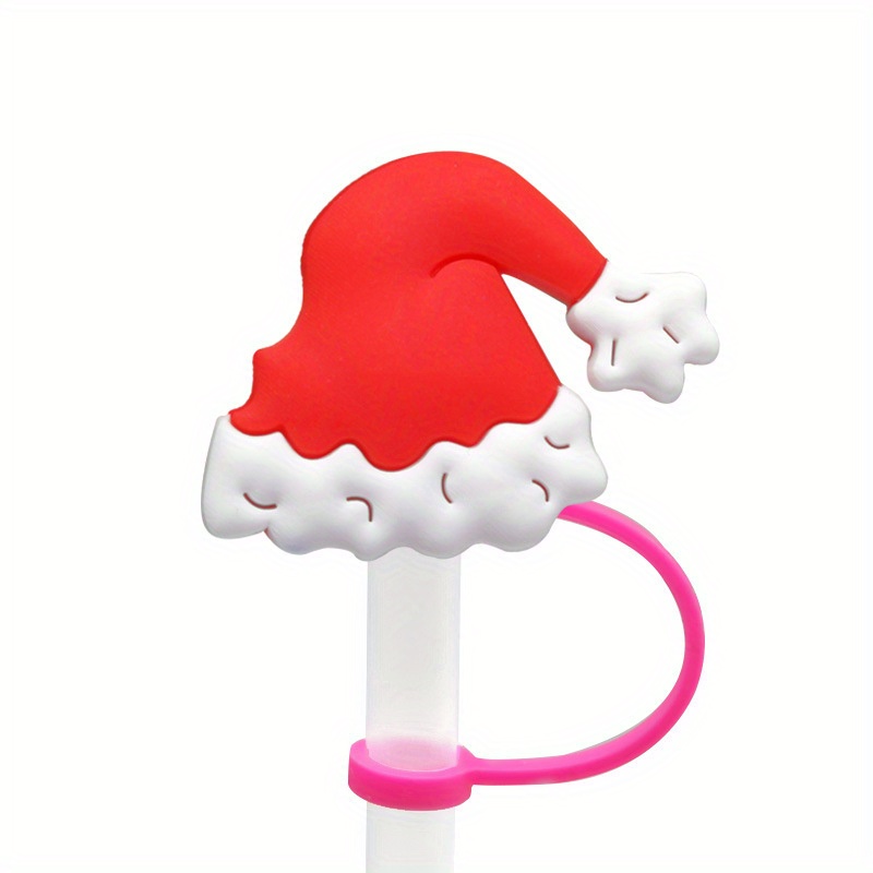 Christmas Silicone Straw Cover Straw Reusable Cute - Temu